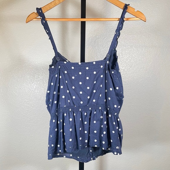 Abercrombie‎ & Fitch Women's Medium Polka Dot Cami Top Ruffle Tie Front Straps - Picture 2 of 5